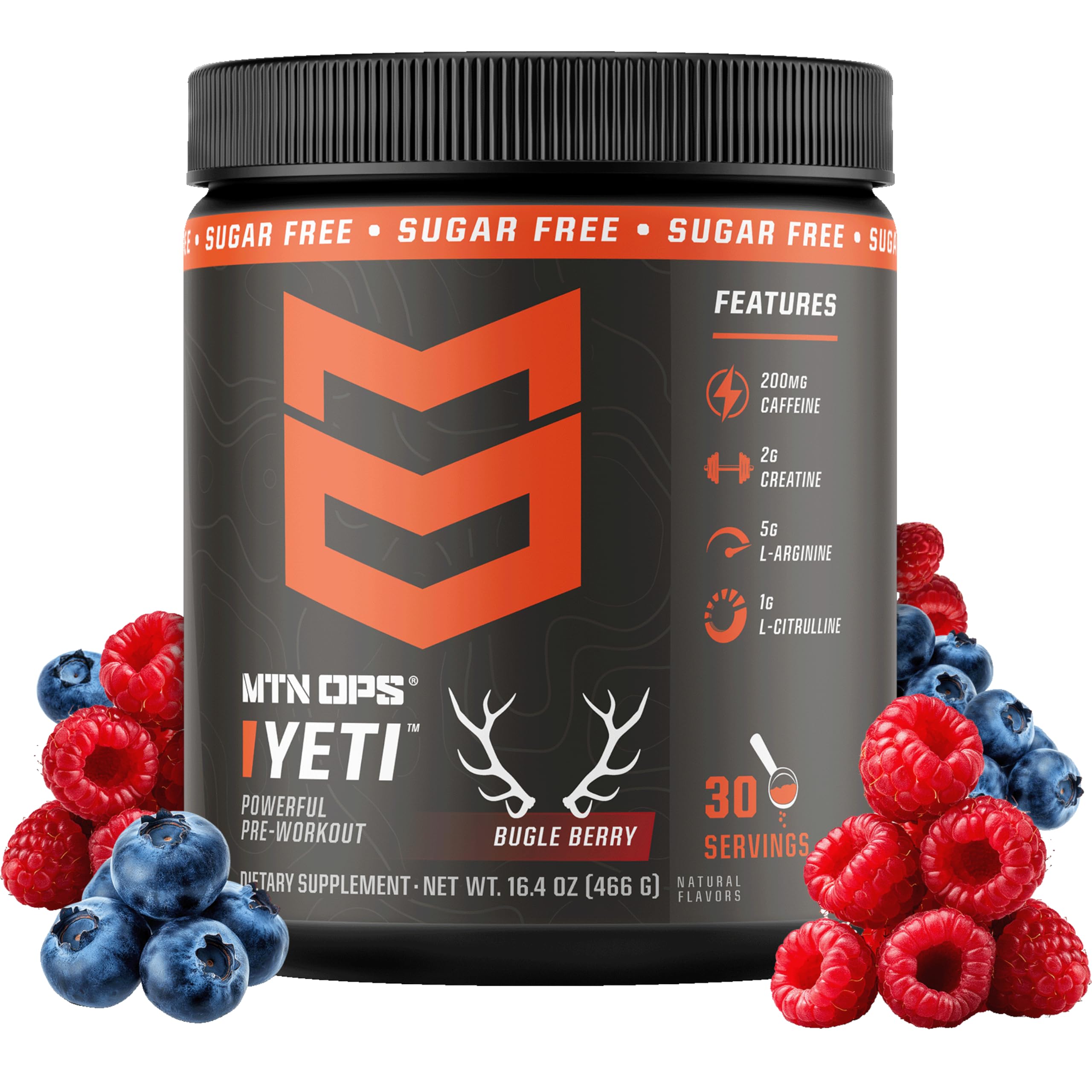 MTN OPS Yeti envase frontal muestra diseño y beneficio energía rápida