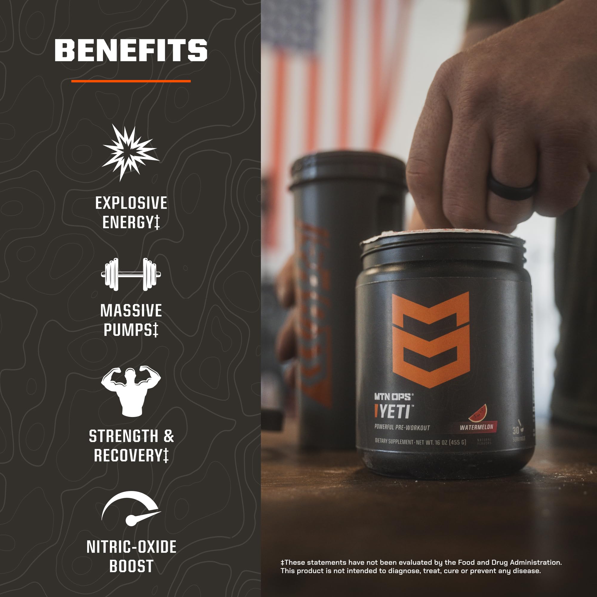 MTN OPS Yeti servido en vaso durante la preparación para mejor rendimiento