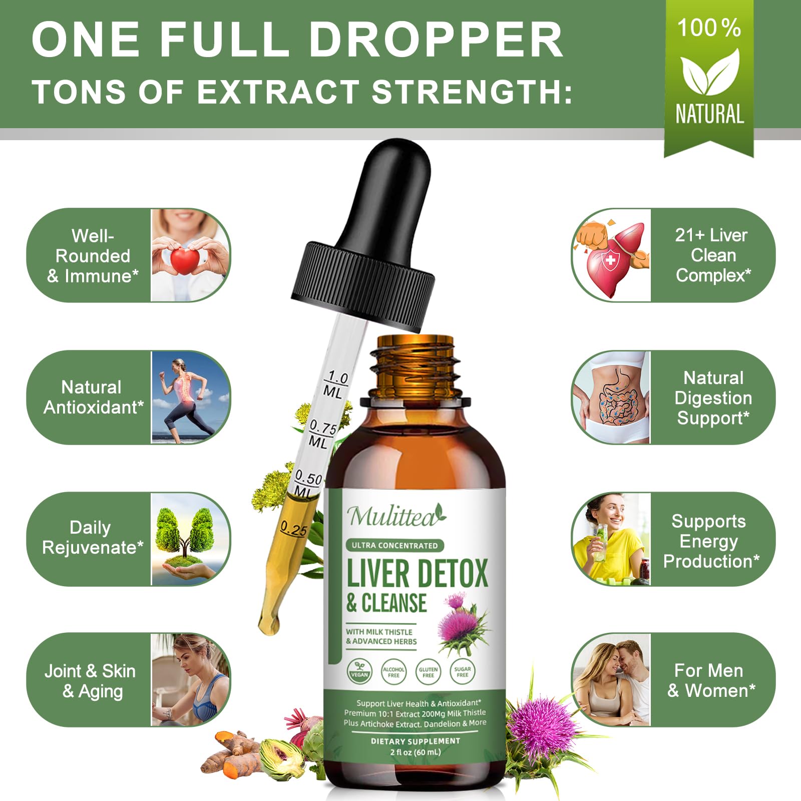 Mulittea etiqueta con lista de 21 ingredientes y claridad informativa