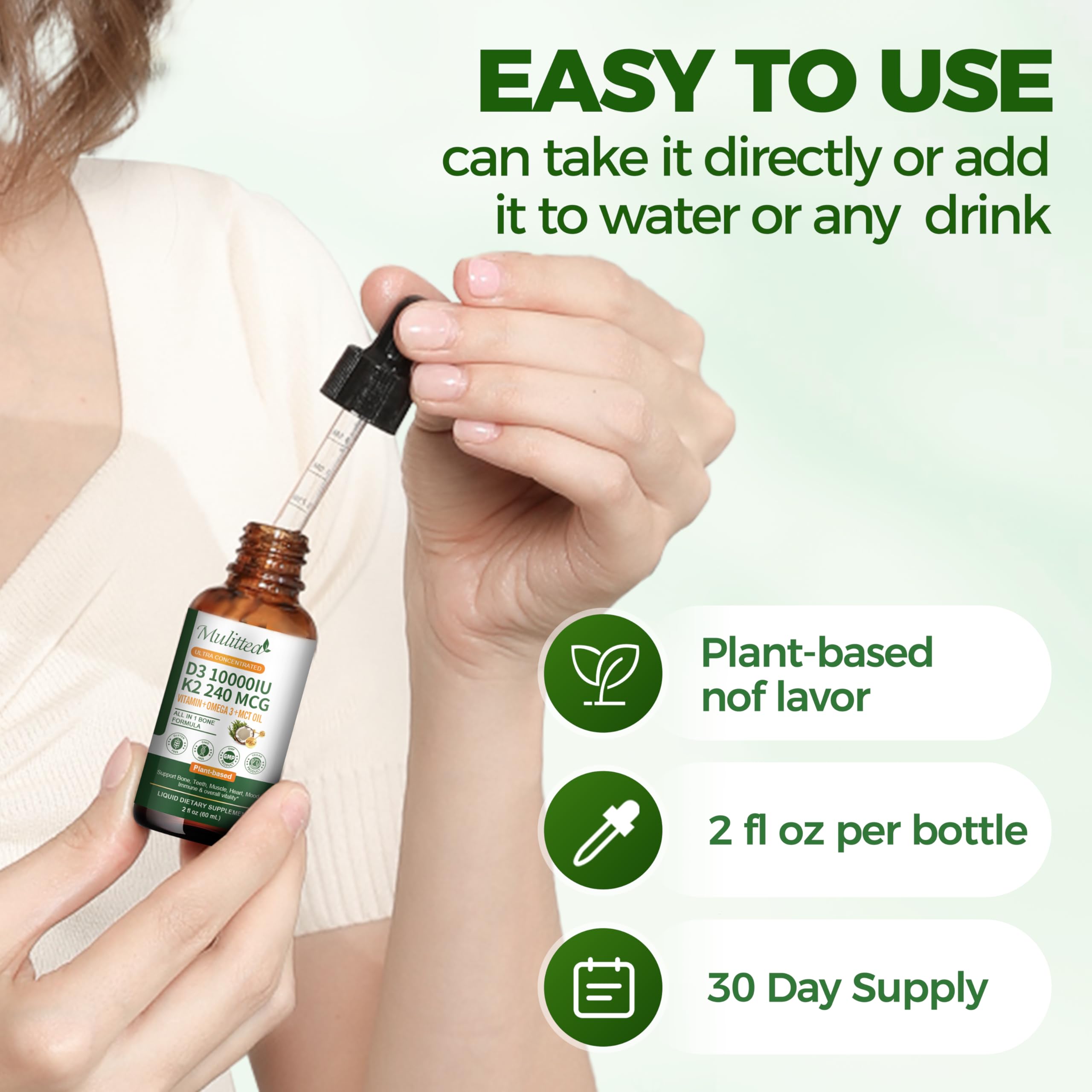 Mulittea placa medidora con marcas de 1 ml y 2 ml para dosificación clara