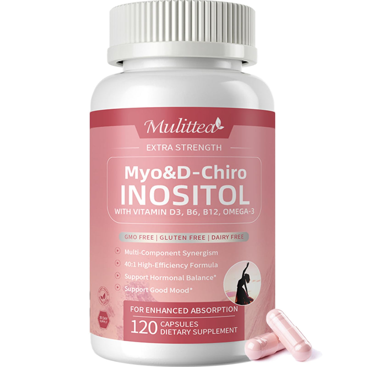 Mulittea envase frontal mostrando marca y beneficios para control hormonal
