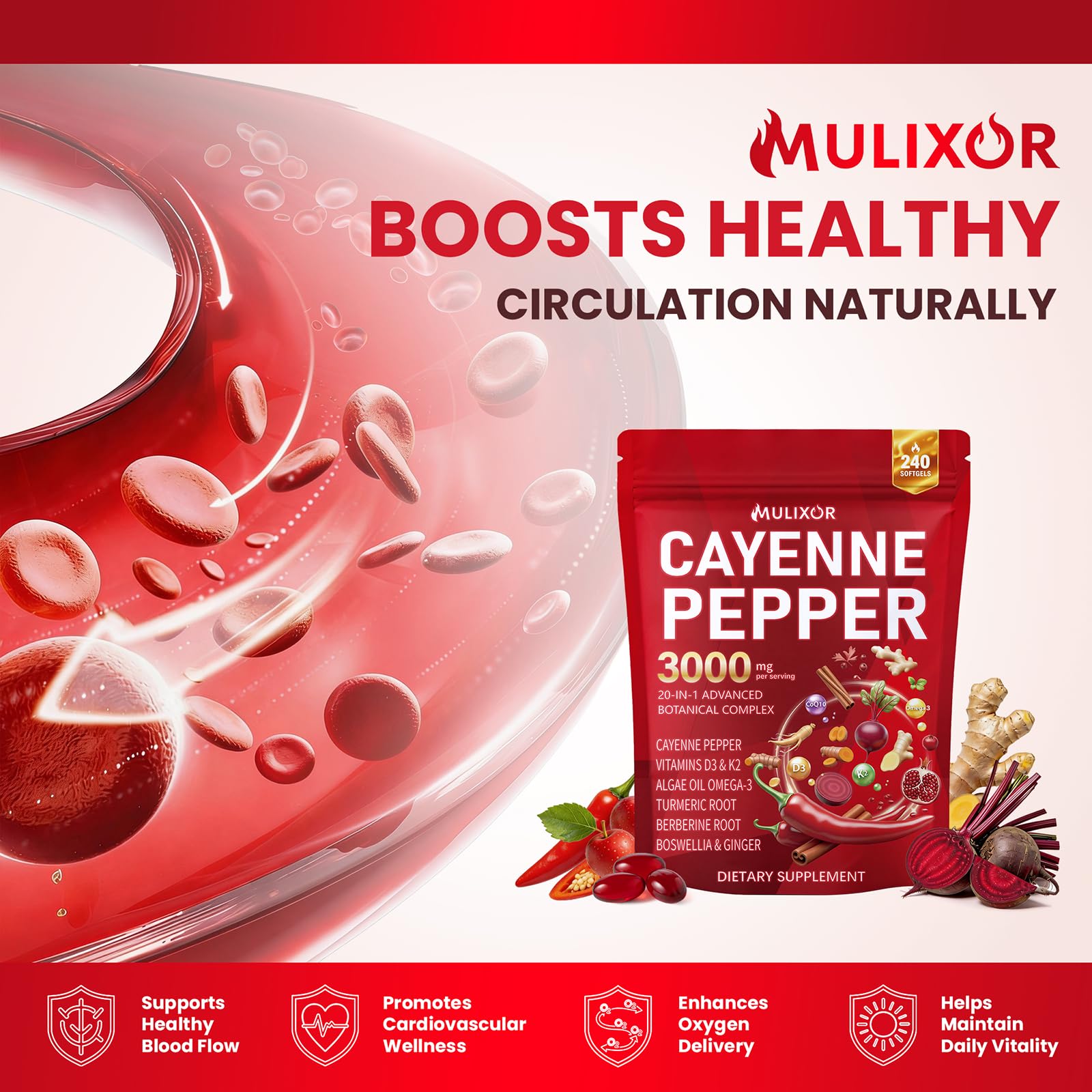 MULIXOR ingredientes clave: cayena, cúrcuma, remolacha y berberina juntos