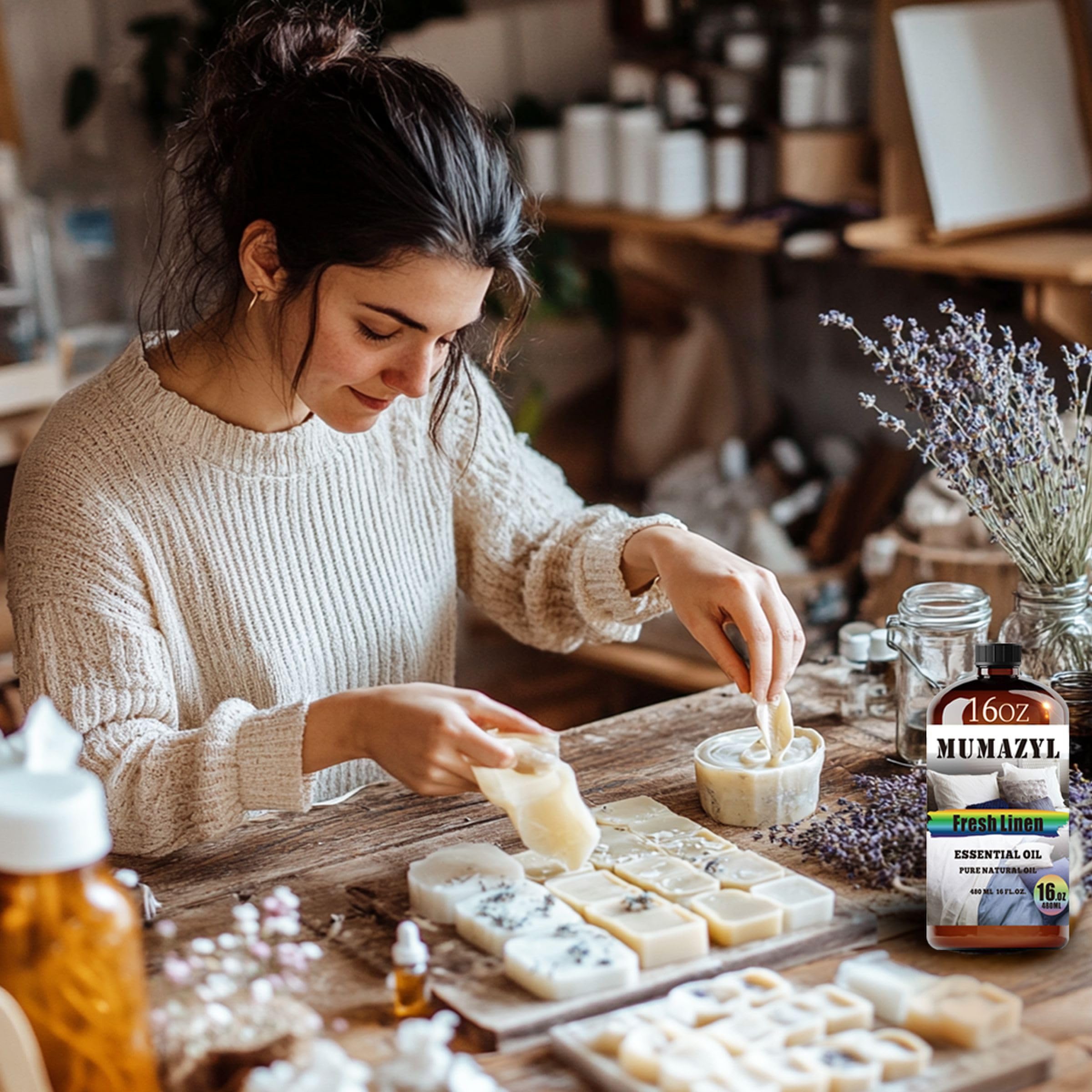 MUMAZYL velas artesanales perfumadas con Fresh Linen listas para venta