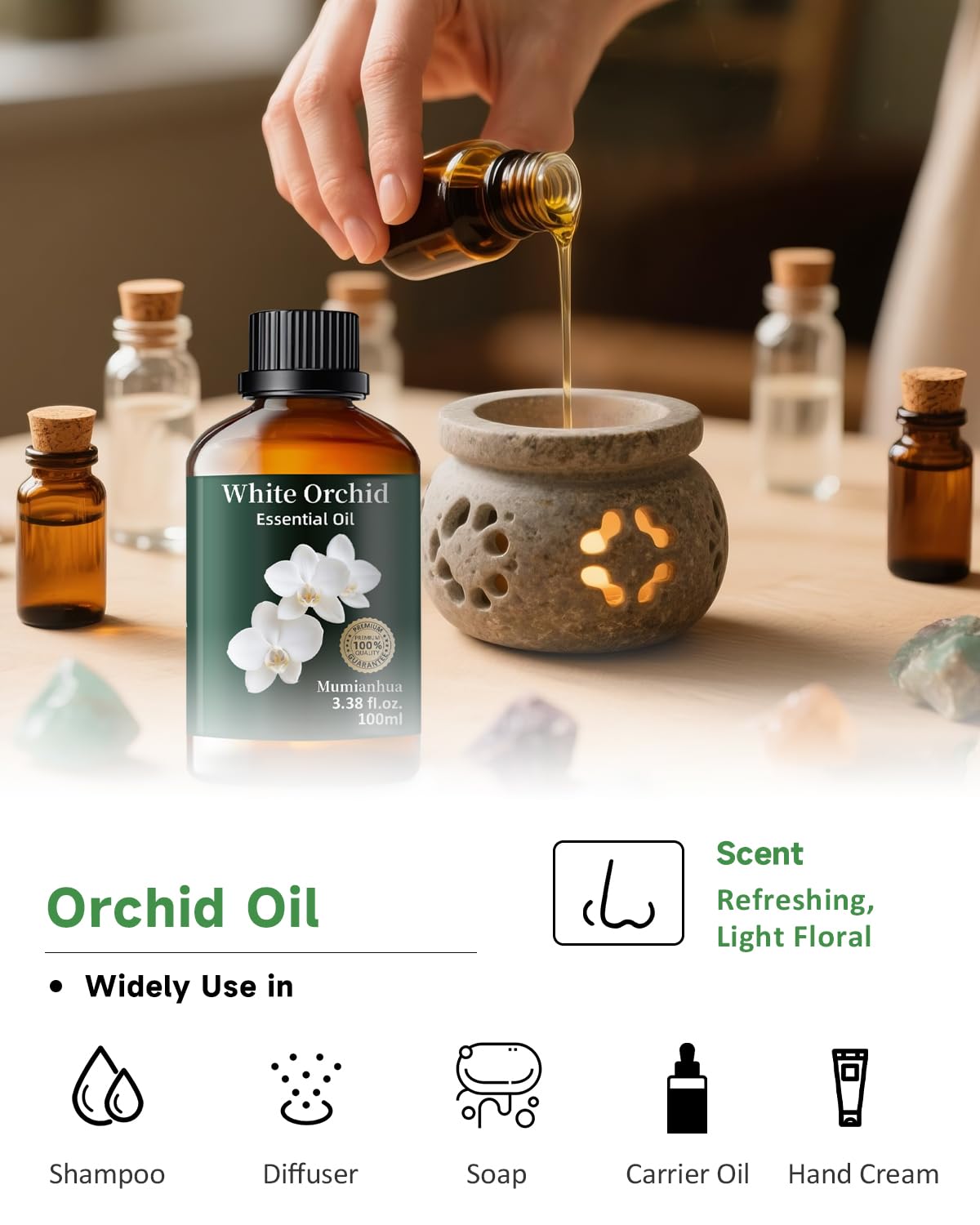 Mumianhua orquídea blanca velas artesanales perfumadas con aroma estable
