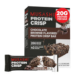 Musashi barra Chocolate Brownie vista frontal, práctico snack proteico