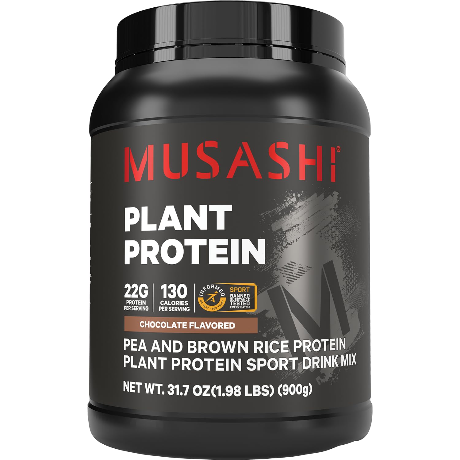 Musashi envase frontal 900 g mostrando etiqueta y beneficio proteico