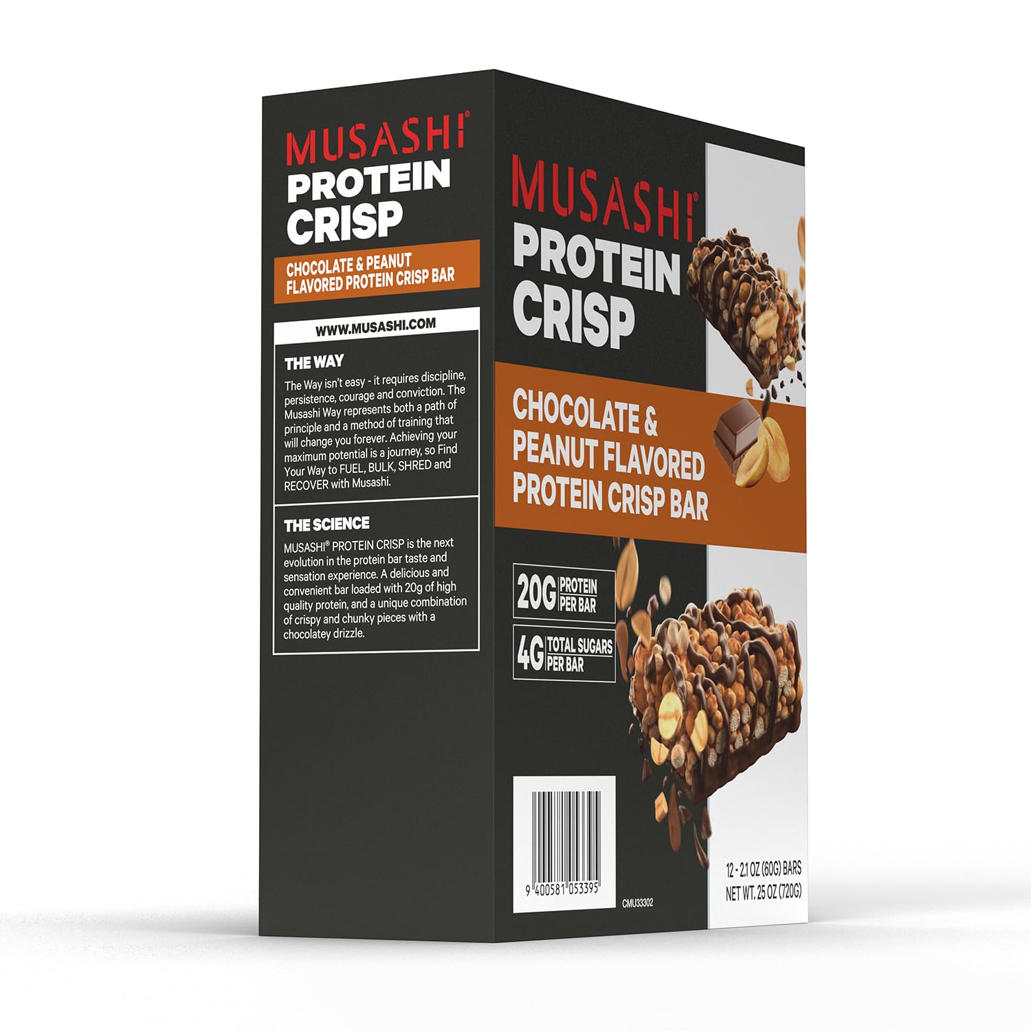 Musashi barra en bolsa de gimnasio como snack post-entrenamiento práctico