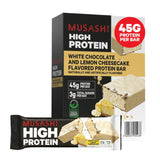 Musashi frontal del envase mostrando sabor Limón Cheesecake y conveniencia