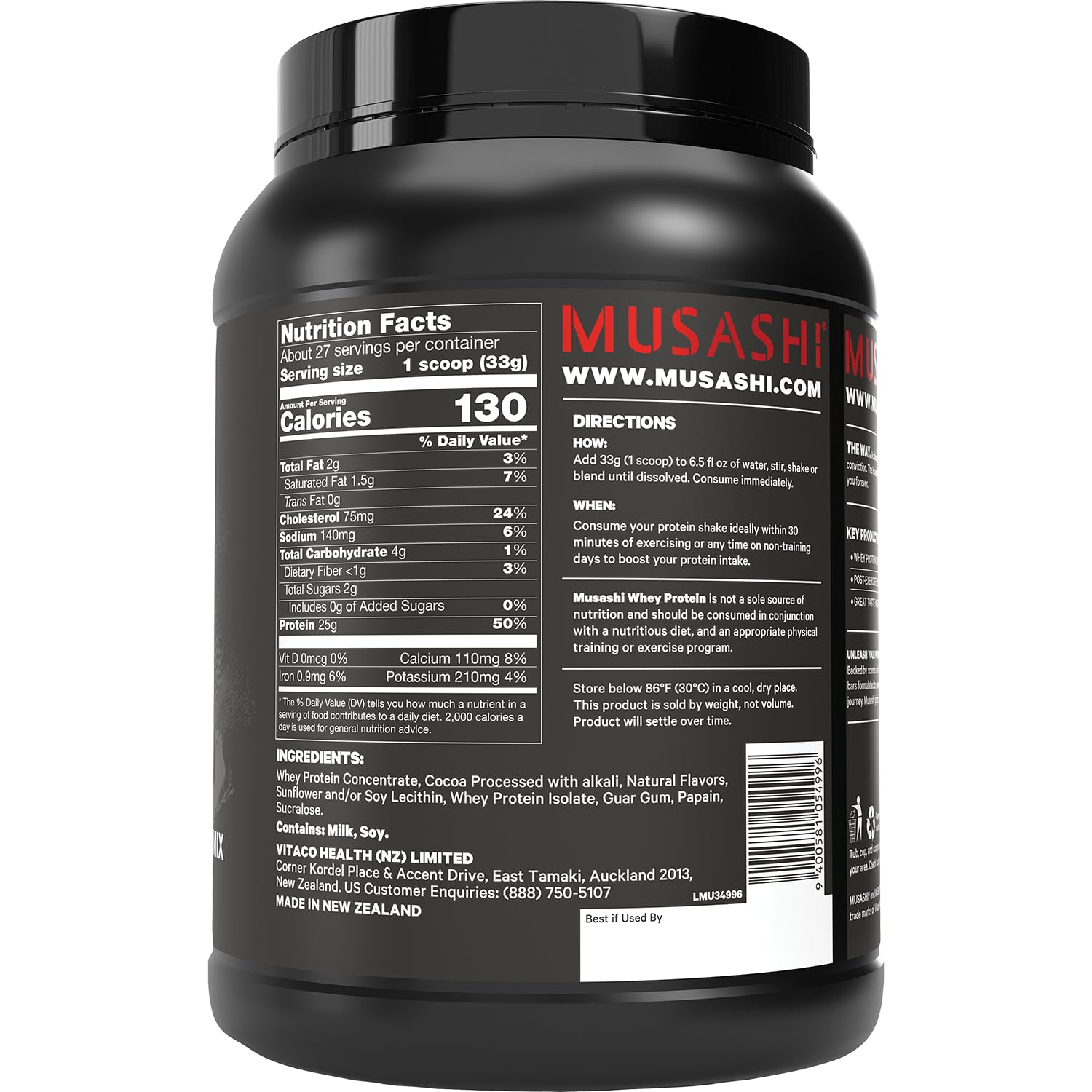 Musashi Whey batido preparado listo para beber tras el entrenamiento
