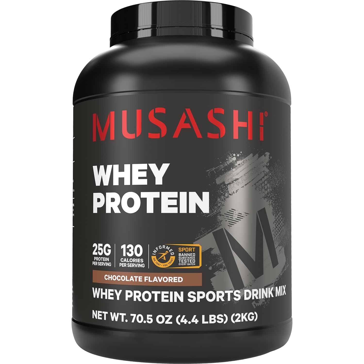 Musashi envase frontal mostrando proteína chocolate y conveniencia