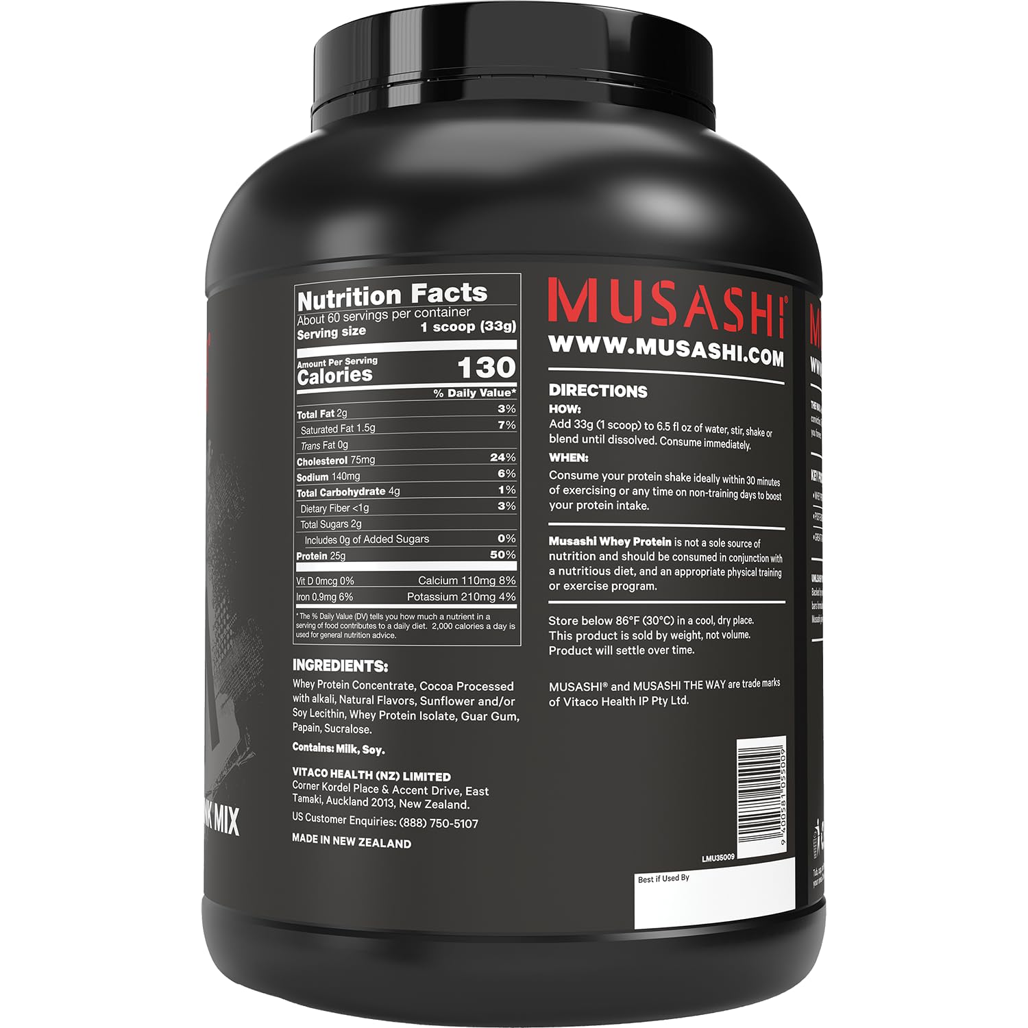 Musashi batido de chocolate listo para beber, recuperación rápida