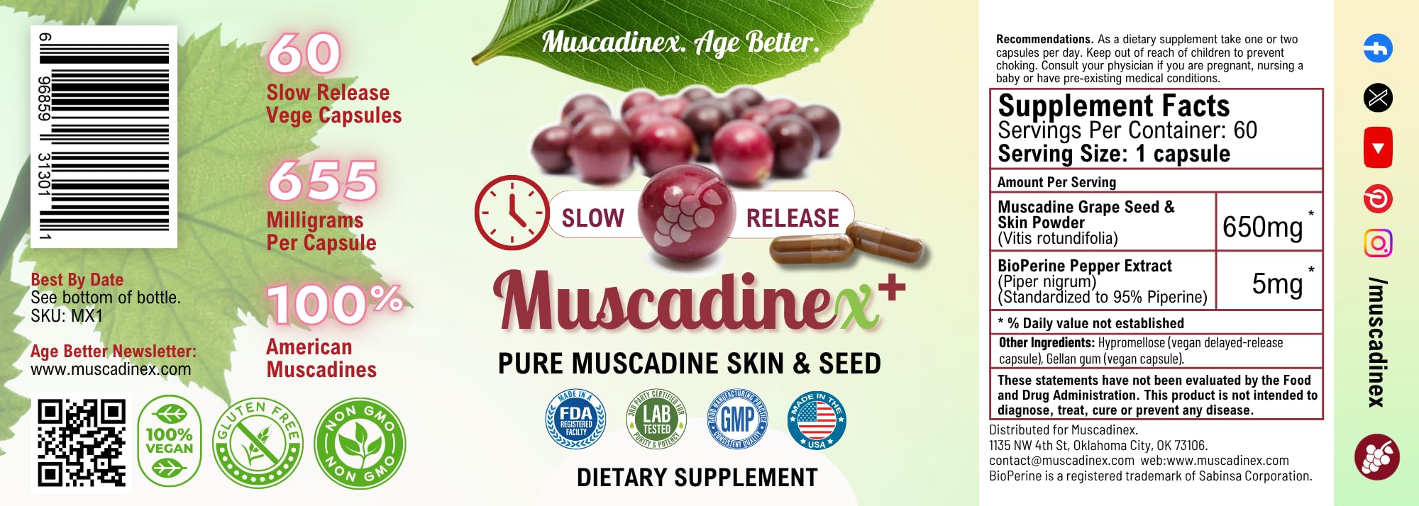 MUSCADINEX primer plano de cápsula resaltando textura y liberación lenta