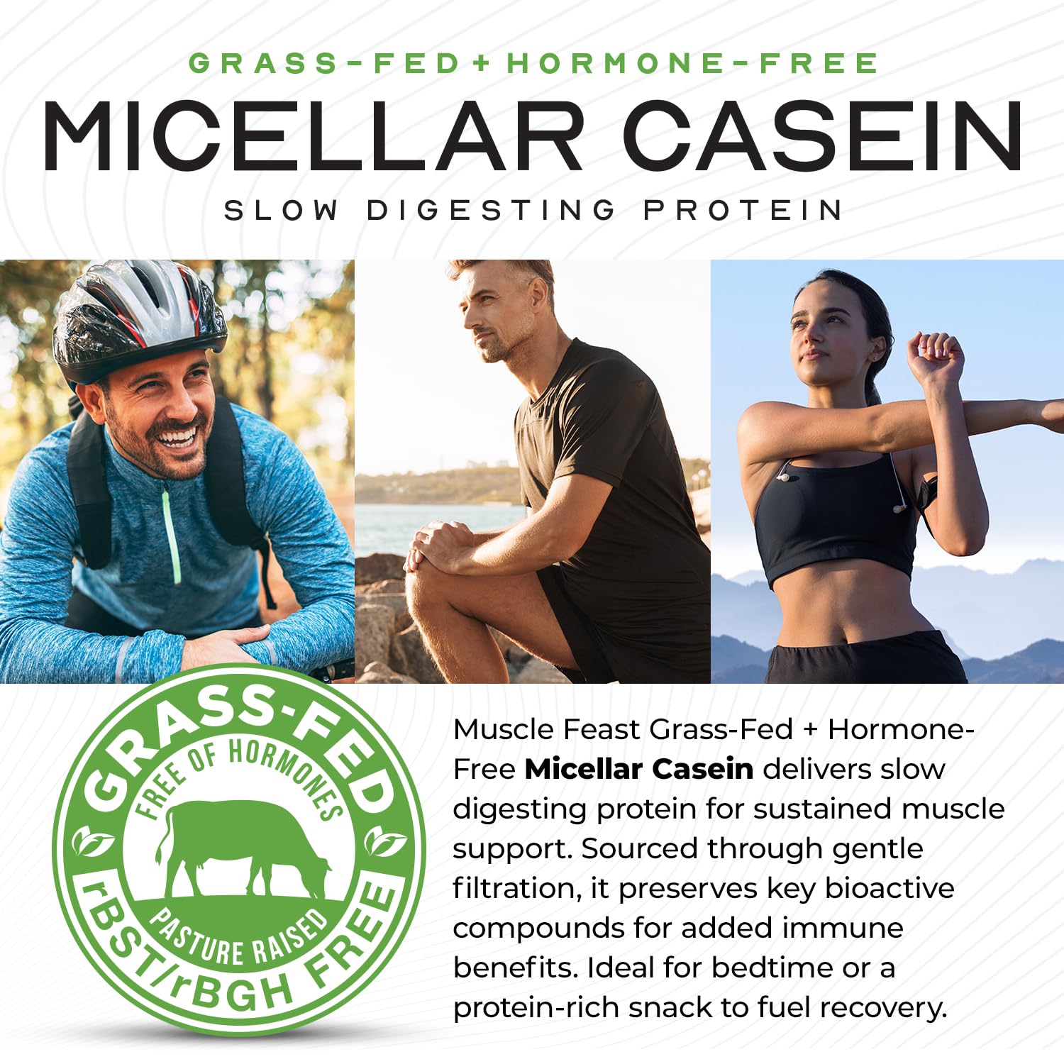 Muscle Feast envase 4lb para referencia de tamaño y duración