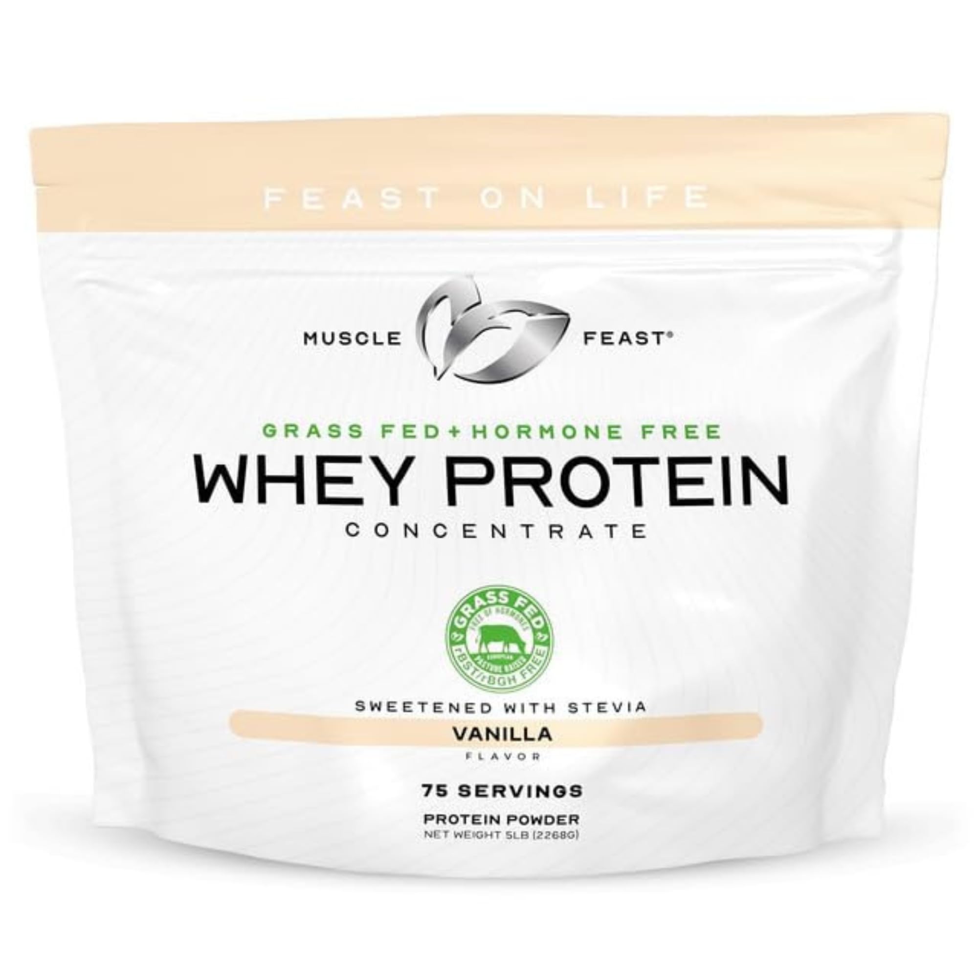 Muscle Feast empaque frontal mostrando producto y beneficio natural
