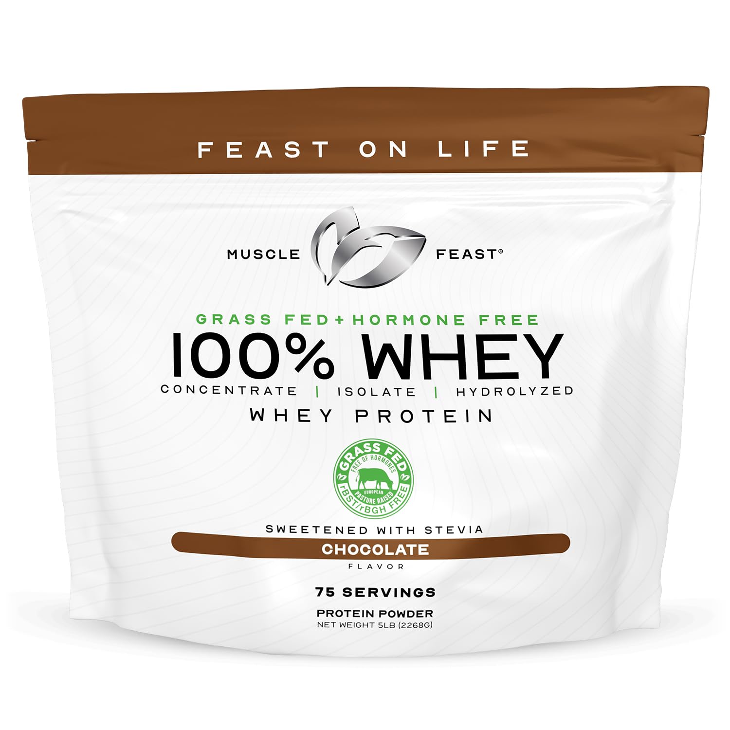Muscle Feast frente del envase mostrando etiqueta y beneficio natural
