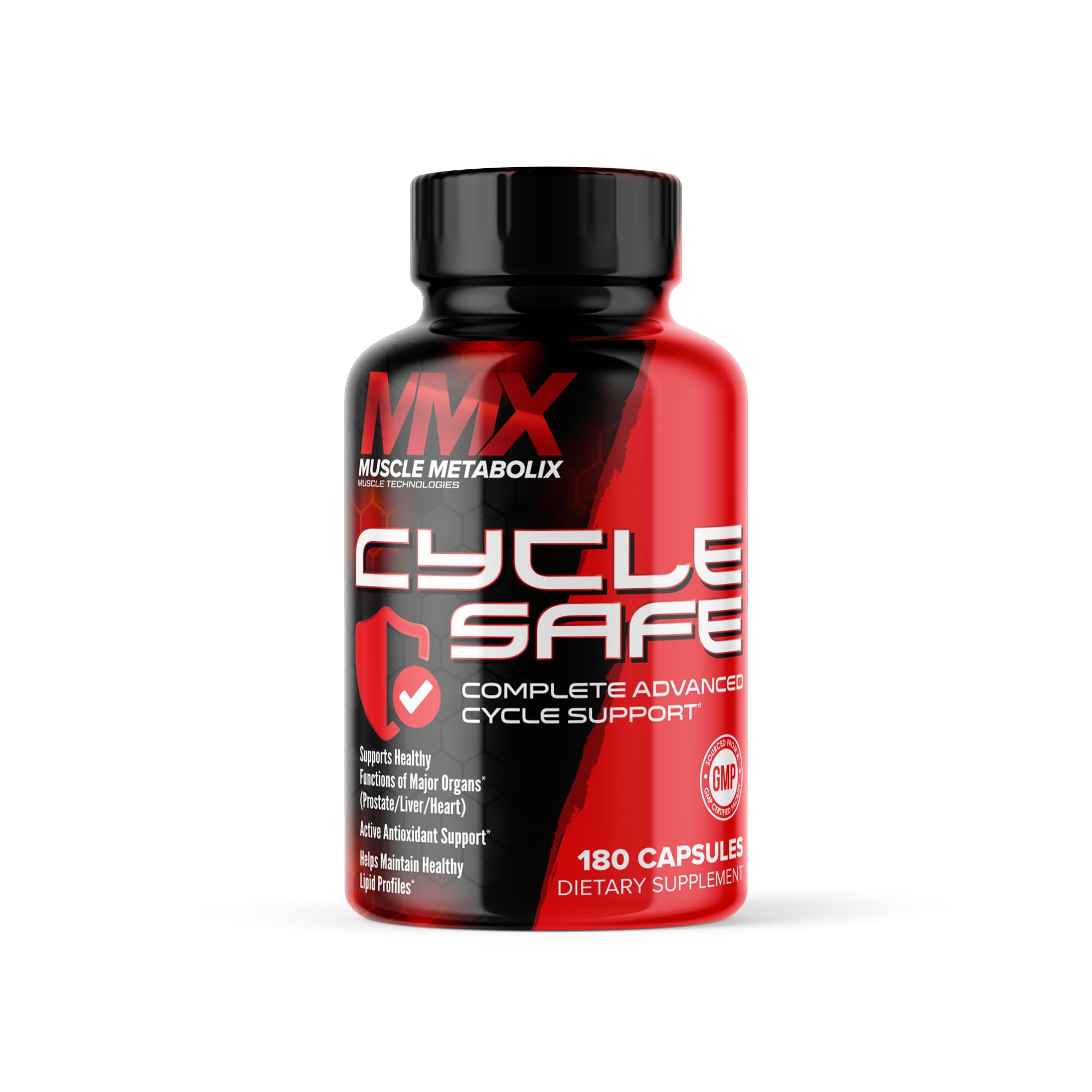 Muscle Metabolix frasco frontal mostrando la etiqueta y beneficios claros