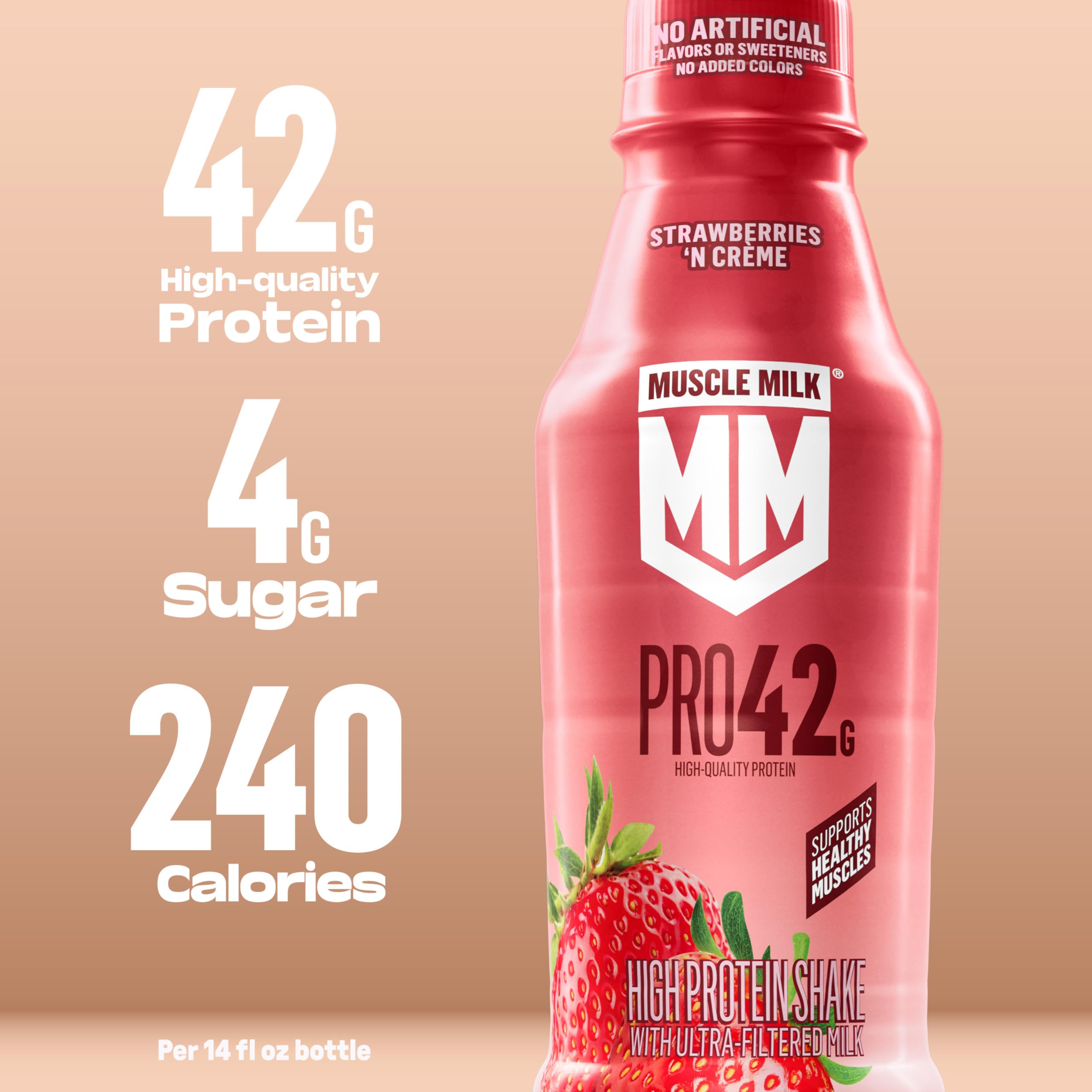 Muscle Milk botella en mano listo para beber, comodidad y proteína