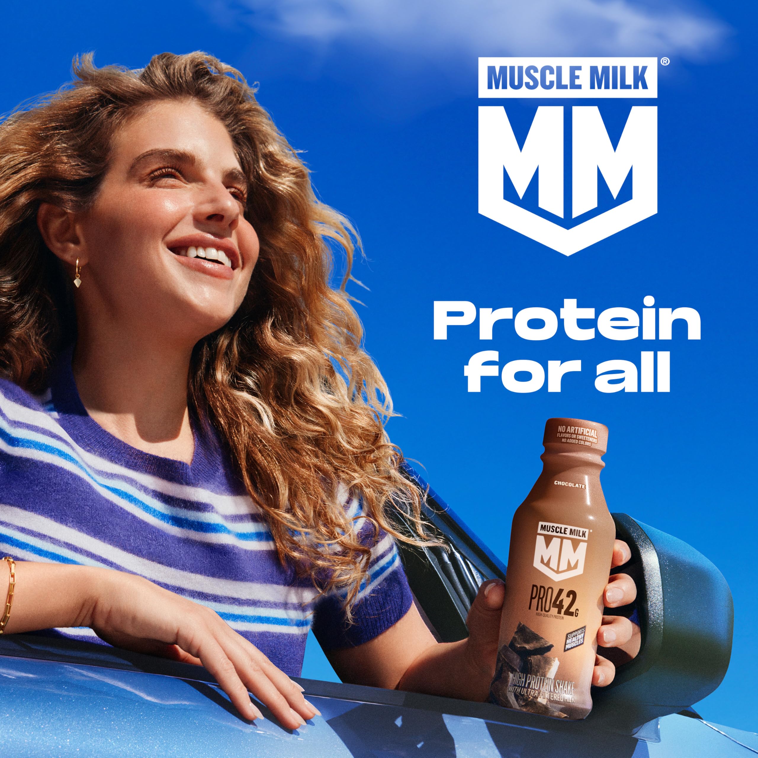 Muscle Milk pack de botellas en entorno fitness como opción rápida