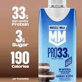 Cartón Muscle Milk en mano para comparar tamaño y facilidad de transporte