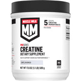Muscle Milk envase frontal que muestra el sello NSF y cantidad de creatina
