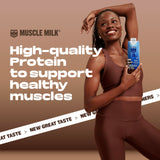 Etiqueta nutricional Muscle Milk Pro mostrando 33 g proteína y perfil limpio