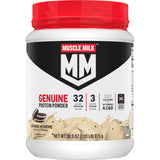 Muscle Milk envase frontal mostrando sabor Cookies 'N Crème y beneficios