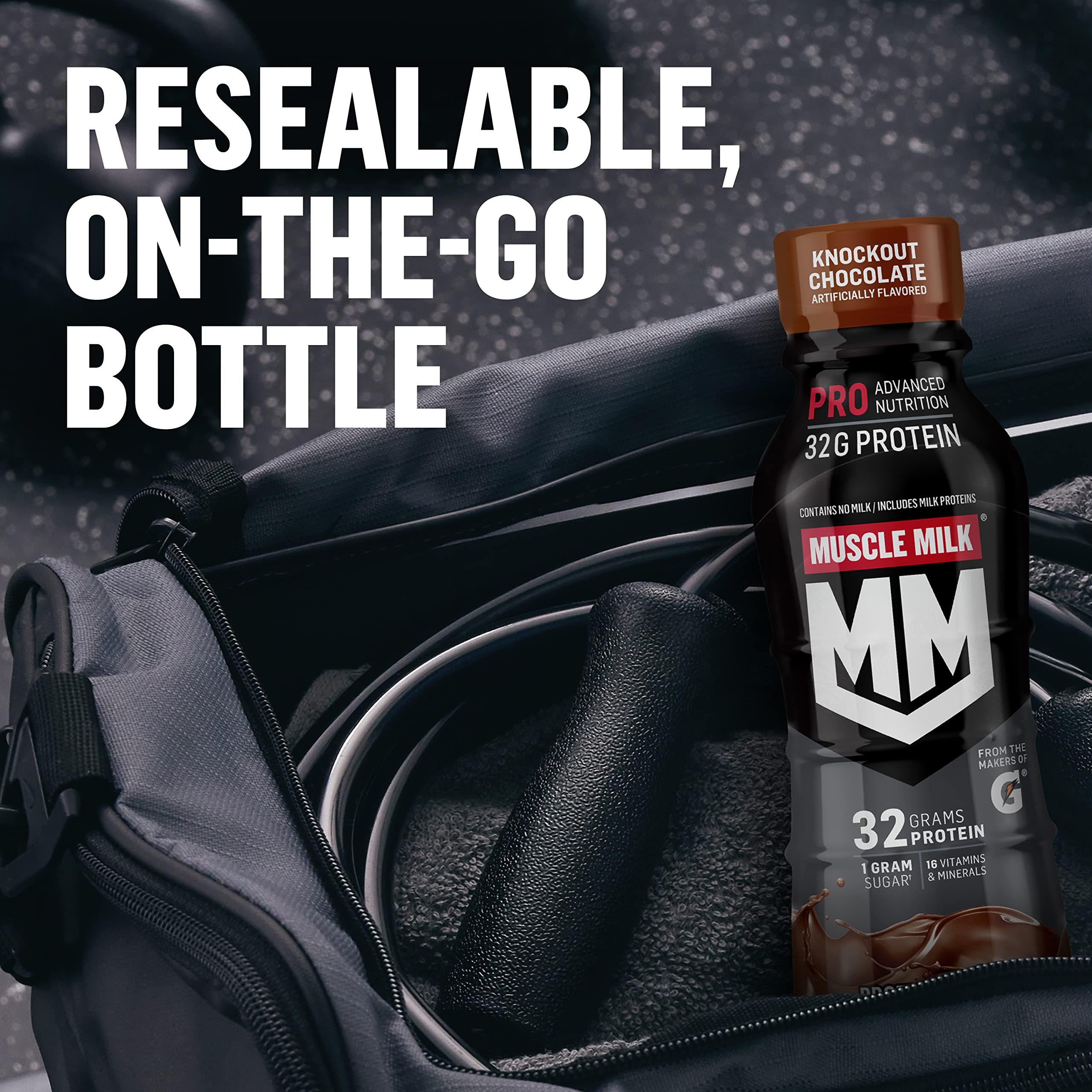 Pack de 12 Muscle Milk Pro listo para almacenar y llevar como snack nutritivo