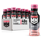 Muscle Milk envase frontal mostrando sabor Slammin' Strawberry y beneficio energético