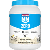 Muscle Milk ZERO bote frontal mostrando la marca y beneficio de 15 g proteína