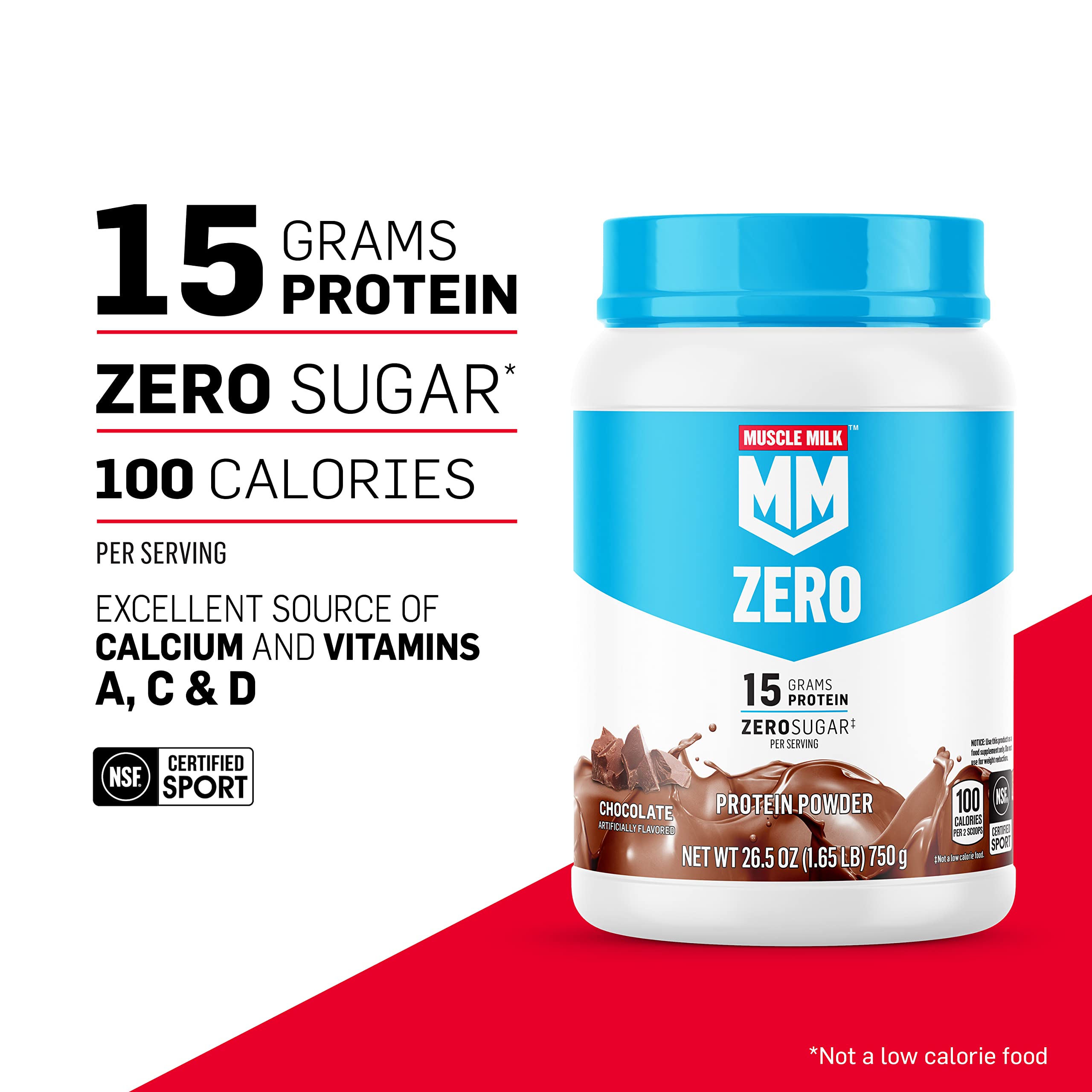 Muscle Milk ZERO polvo en cuchara con textura fina y disolución fácil