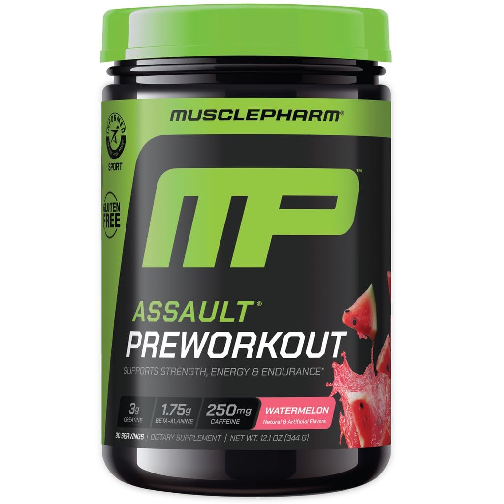 Muscle Pharm envase frontal mostrando marca y beneficio de energía rápida