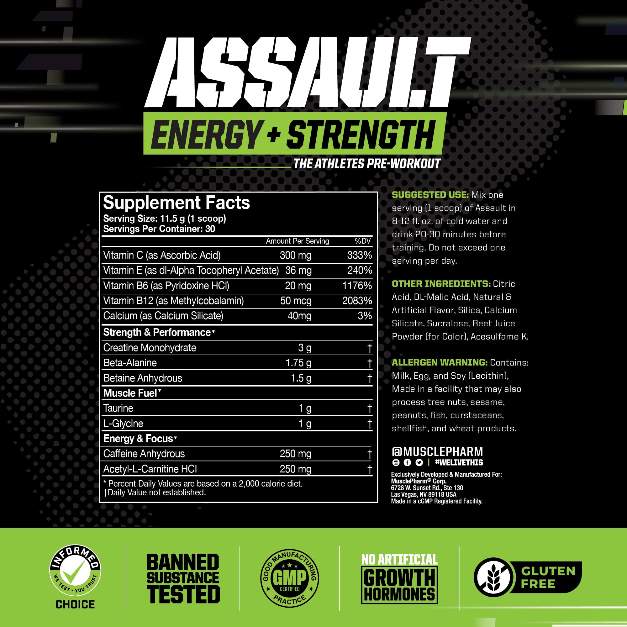 Muscle Pharm cucharada medidora con porción exacta para rendimiento