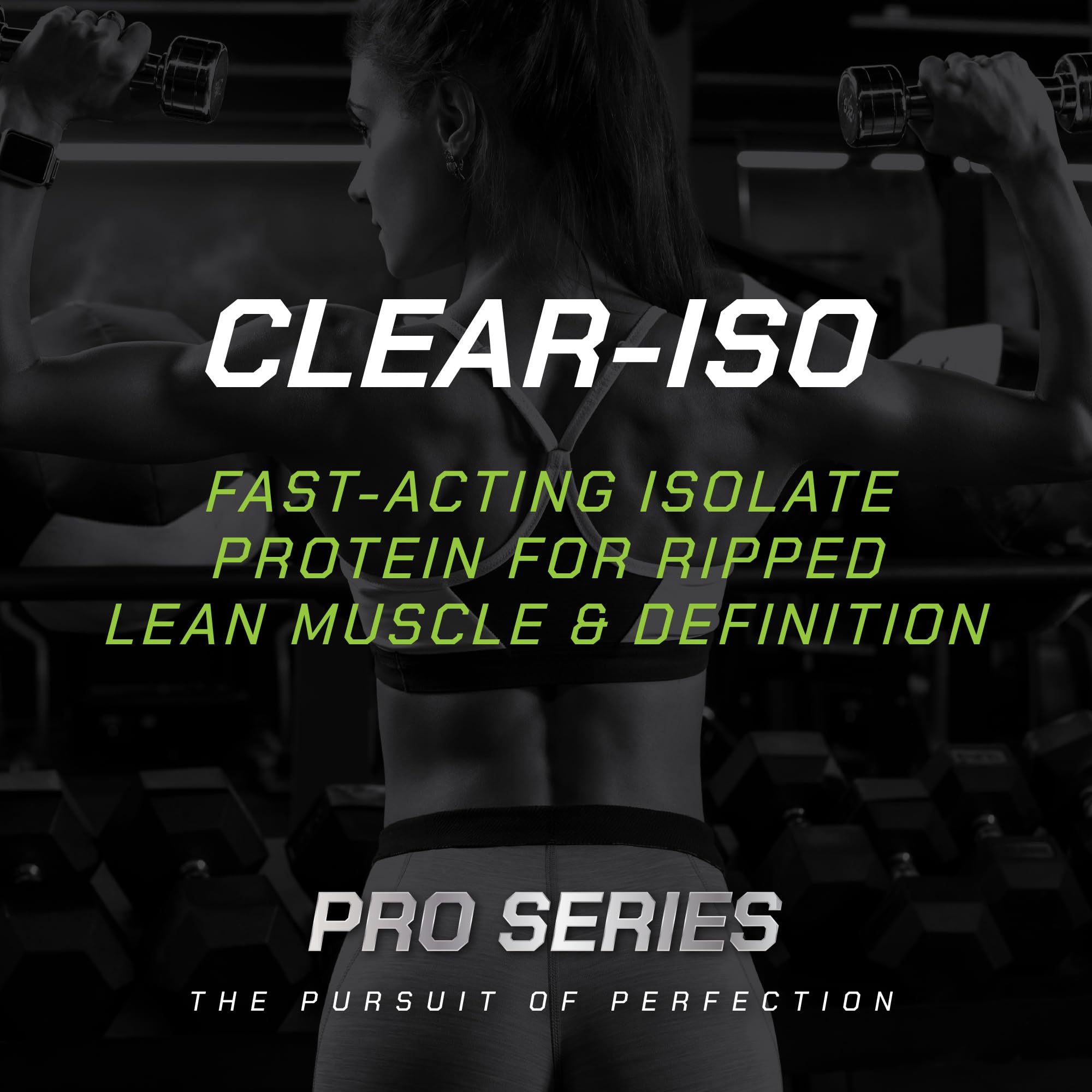 Muscle Pharm envase junto a pesa para comparar tamaño y servicios