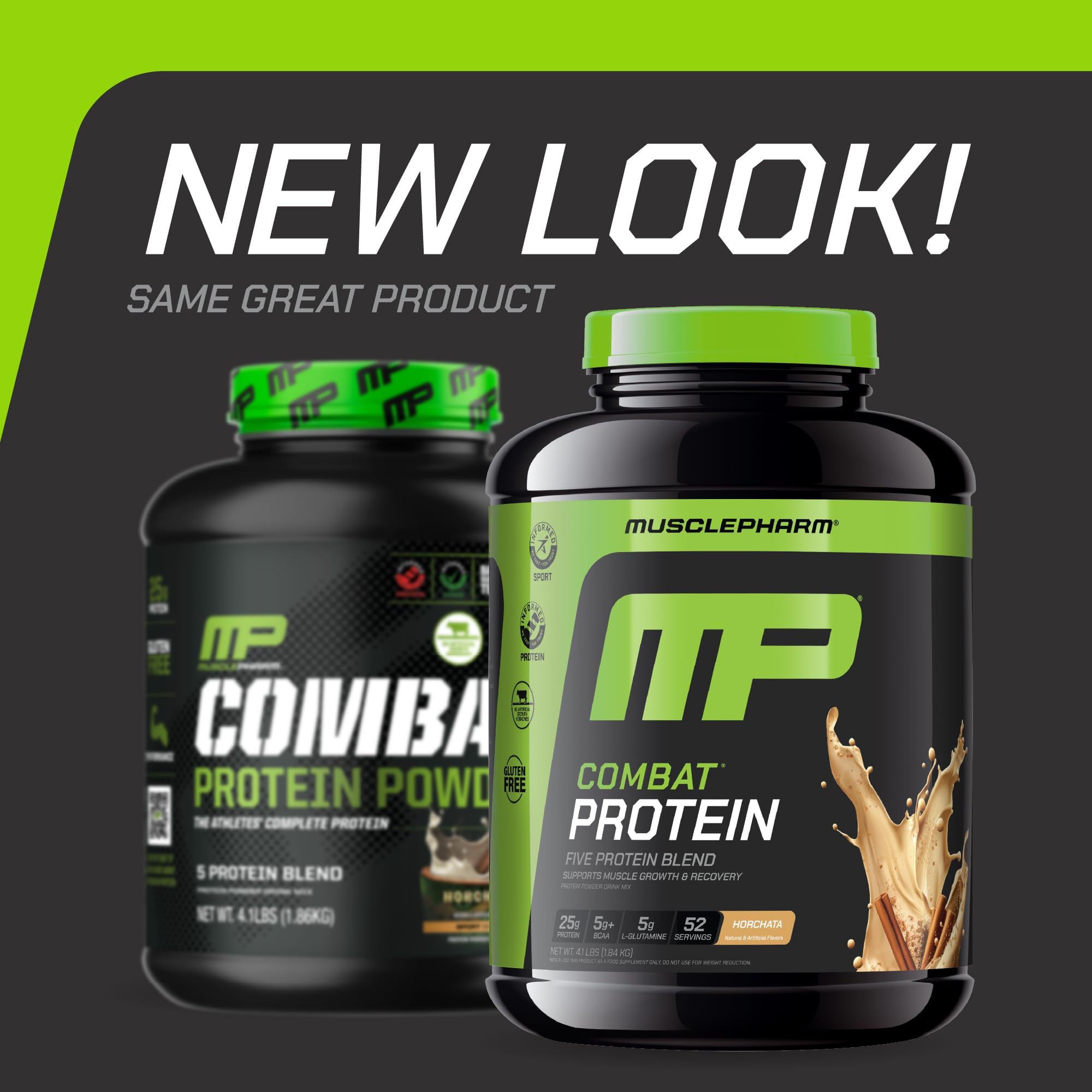 Muscle Pharm envase junto a pesa para comparar tamaño y porciones