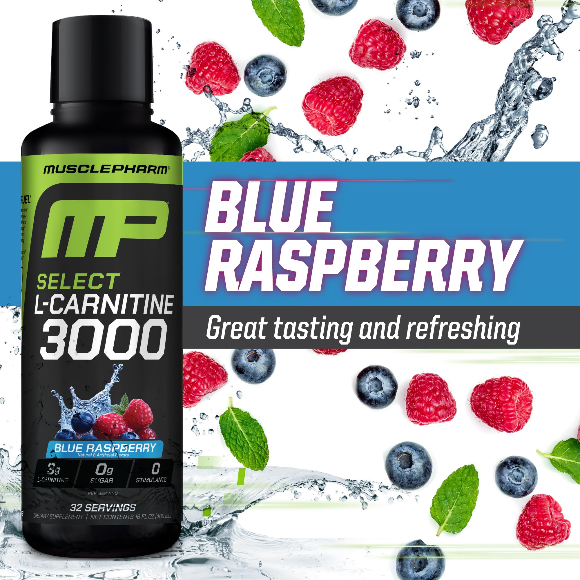 Muscle Pharm envase en mano mostrando tamaño práctico y raciones