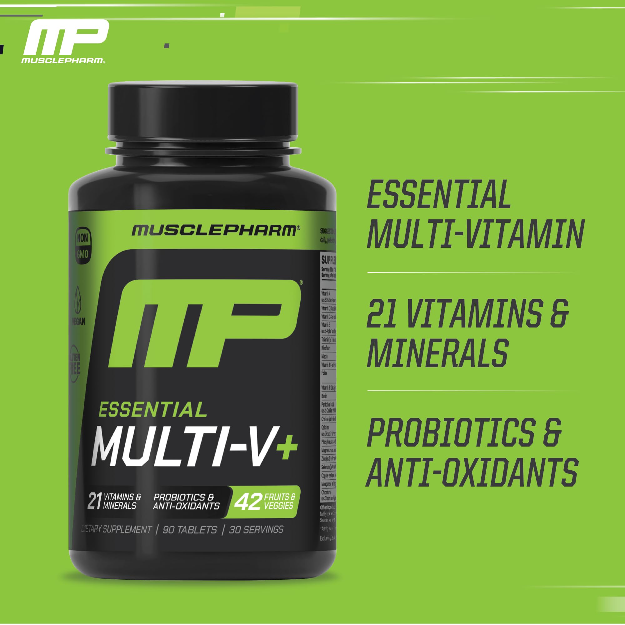 Muscle Pharm etiqueta nutricional con ingredientes y beneficios visibles