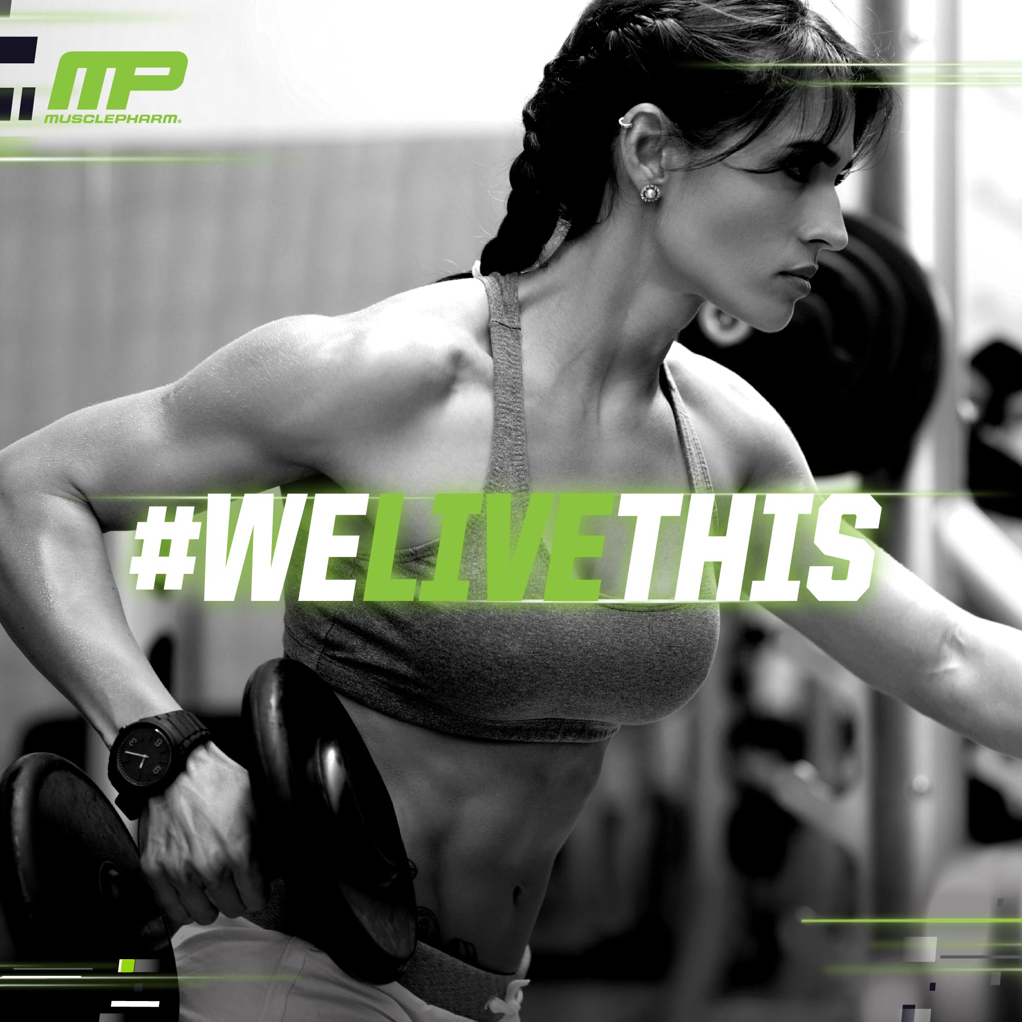 Muscle Pharm producto en ambiente deportivo, integración en estilo de vida activo
