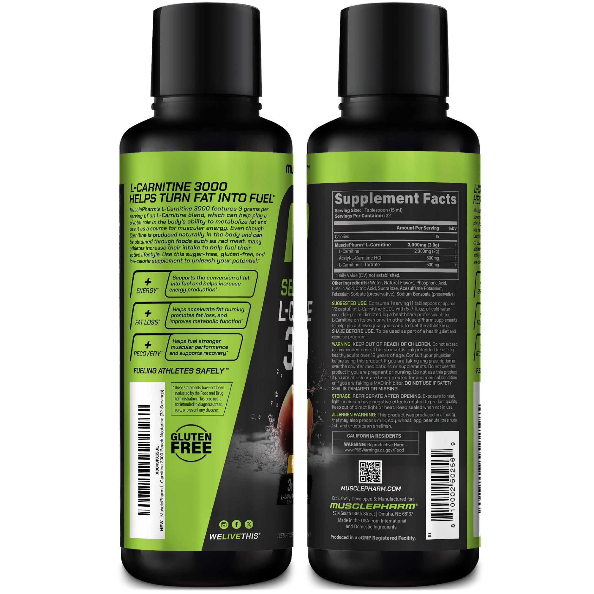 Muscle Pharm vaso con sabor durazno-nectarina listo para beber