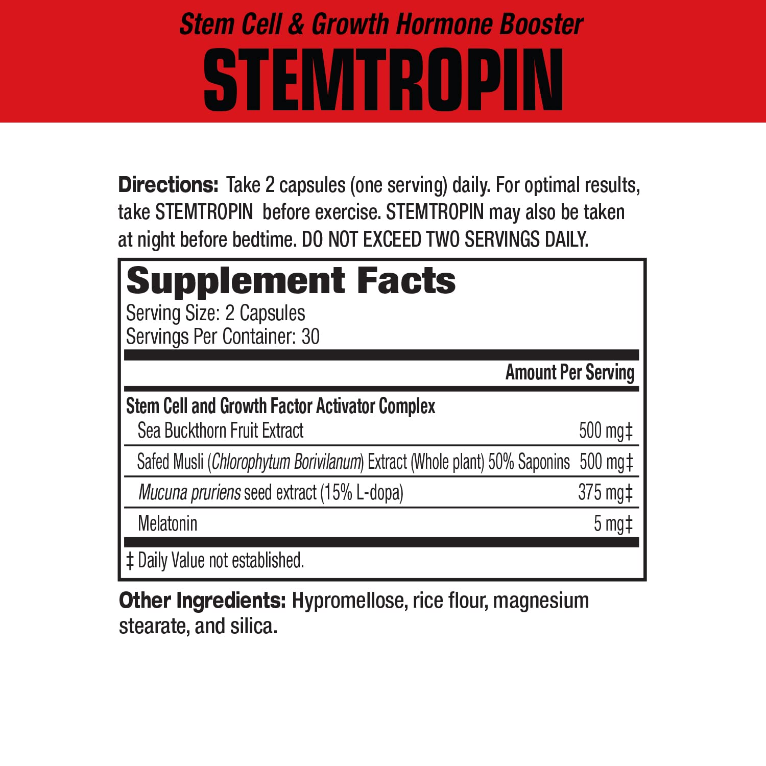 Detalle de cápsula vegetal de MuscleMeds STEMTROPIN que muestra textura y fácil ingestión