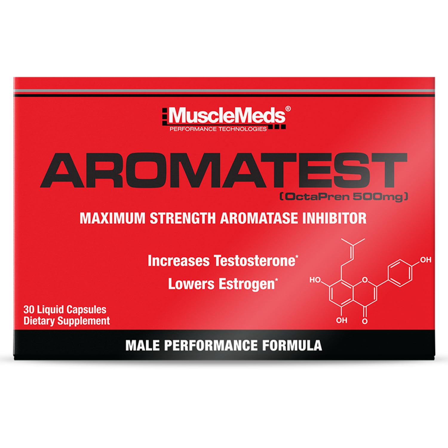 MuscleMeds envase frontal mostrando marca y beneficio hormonal