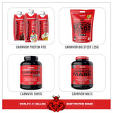 MuscleMeds Carnivor en gimnasio junto a pesas representando uso por atletas de fuerza