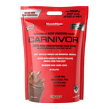 MuscleMeds Carnivor frente del envase mostrando sabor chocolate