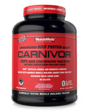 MuscleMeds Carnivor envase frontal mostrando sabor fresa y beneficios claros