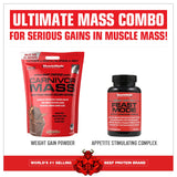 MuscleMeds Carnivor Mass comparación de tamaño 10.4 lb mostrando volumen para varias tomas