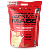 MuscleMeds envase Carnivor Mass frente mostrando tamaño y etiqueta beneficioso para volumen