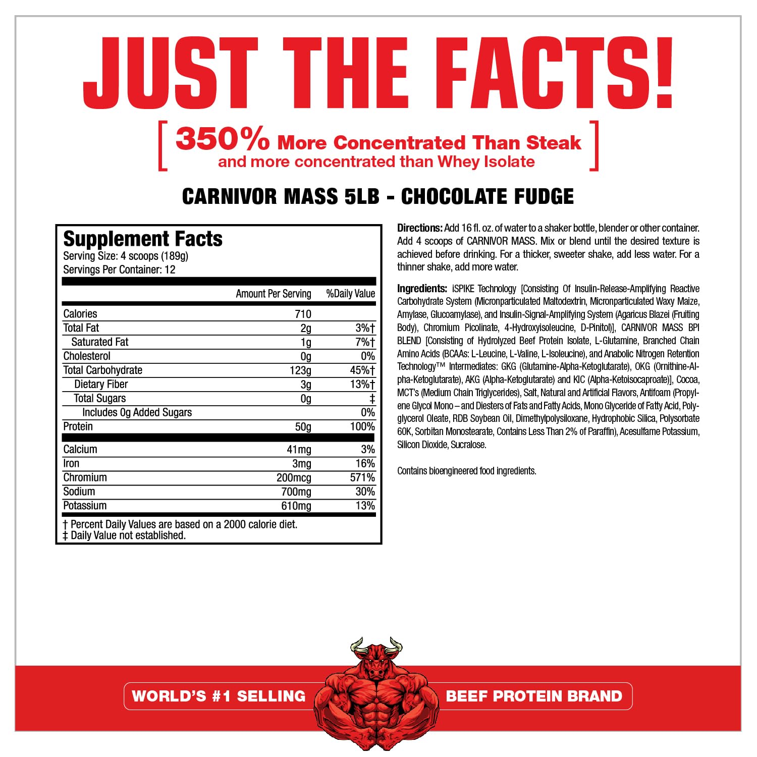 MuscleMeds textura del polvo CARNIVOR MASS, mezcla homogénea y fácil disolución