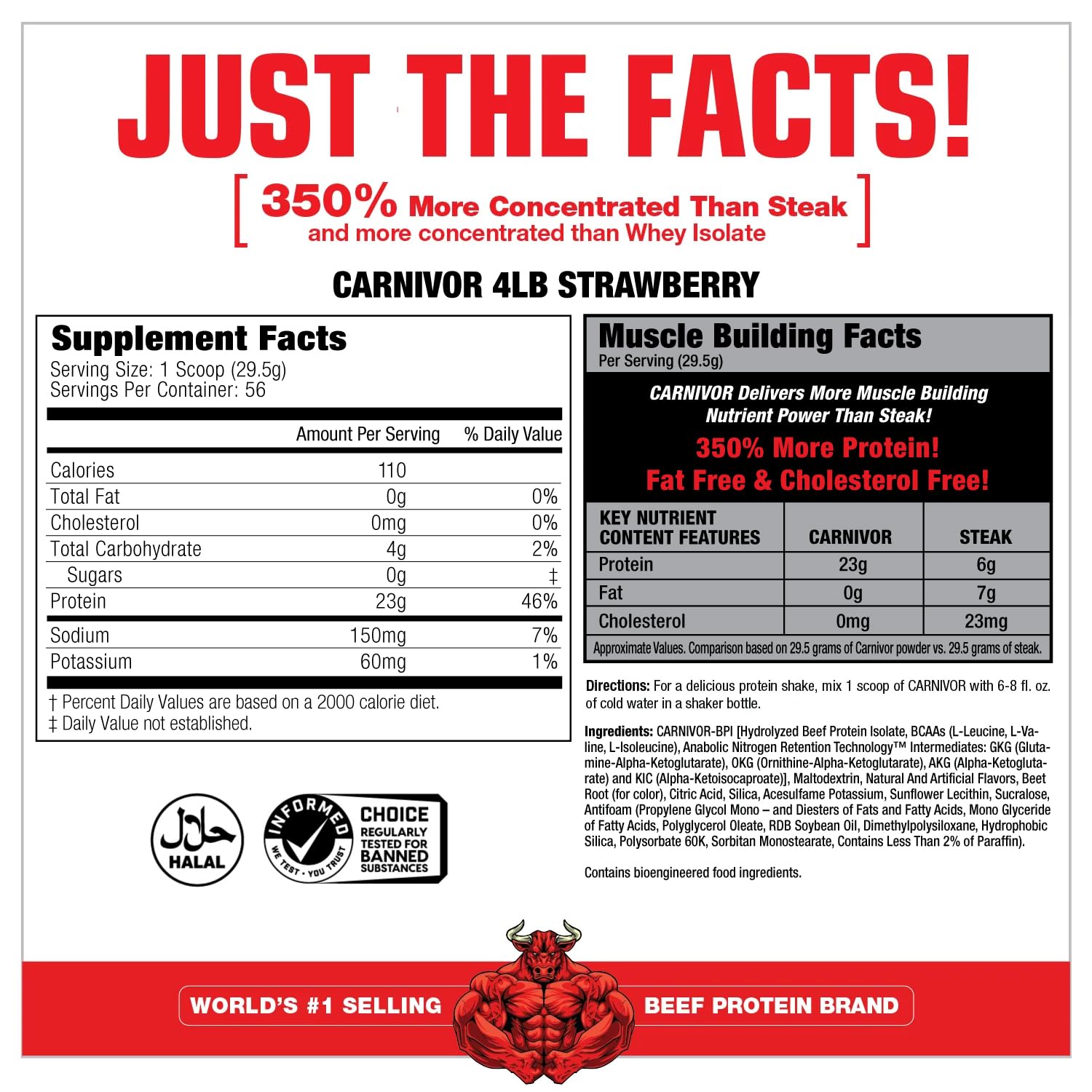 Detalle del polvo Carnivor MuscleMeds resaltando textura fina y fácil disolución