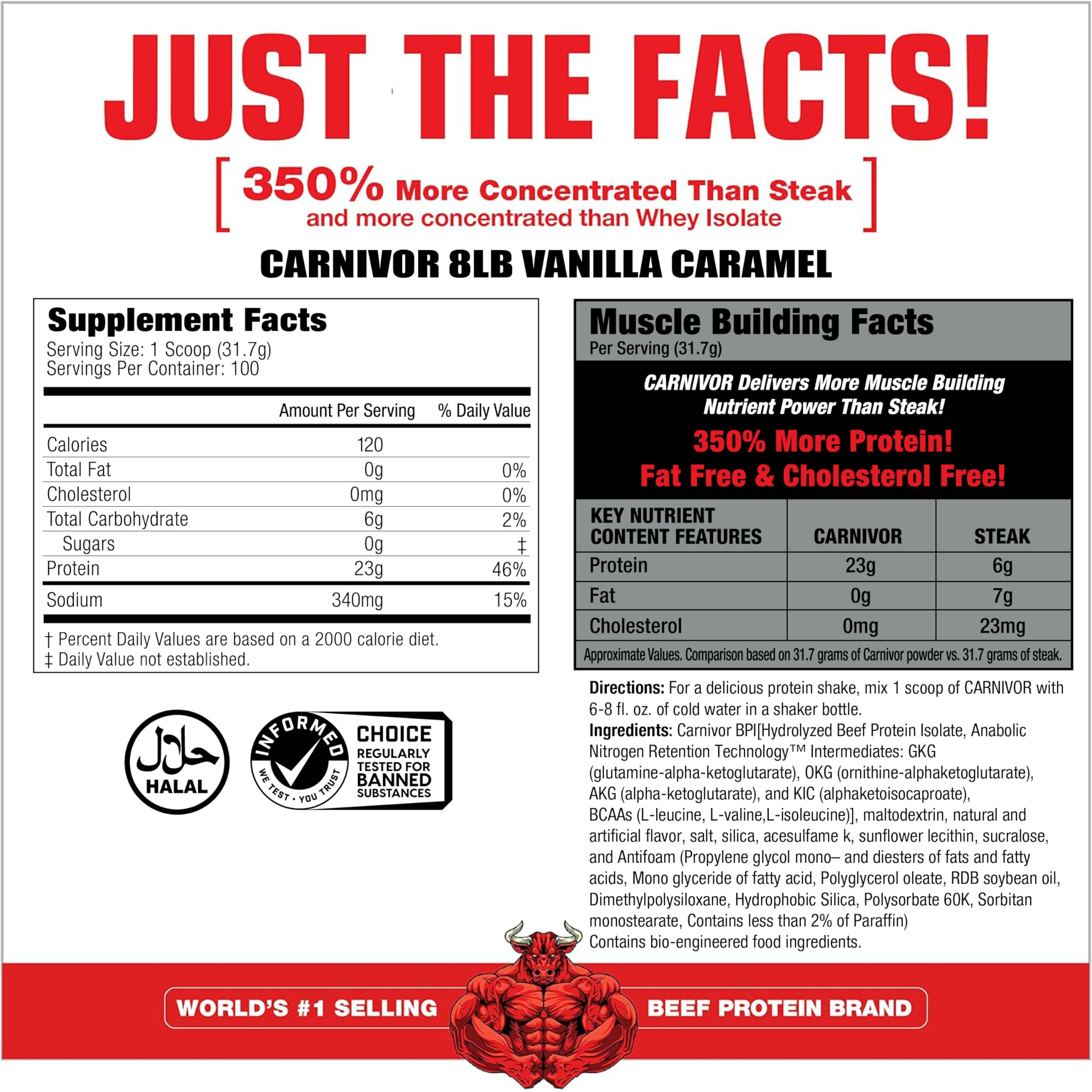 MuscleMeds Carnivor polvo textura en primer plano disolución rápida y mezcla homogénea