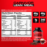 MuscleMeds polvo de CARNIVOR textura cercana, aspecto fino y fácil mezcla
