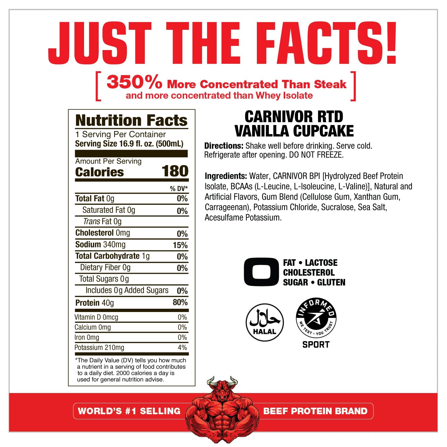 MuscleMeds etiqueta nutricional mostrando 40 g de proteína por porción